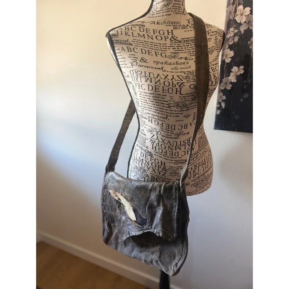 Handmade Distressed Leather Crossbody Bag